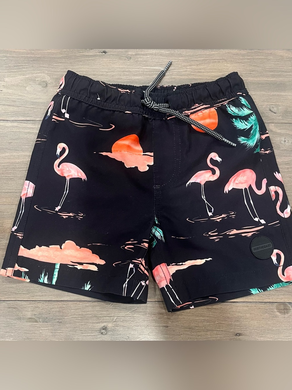 Black Flamingo Print Swim Shorts size 4 years